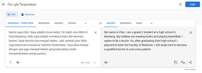 Google translate indonesia ke inggris