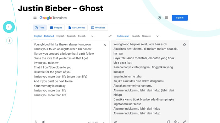 google translate lagu ghost